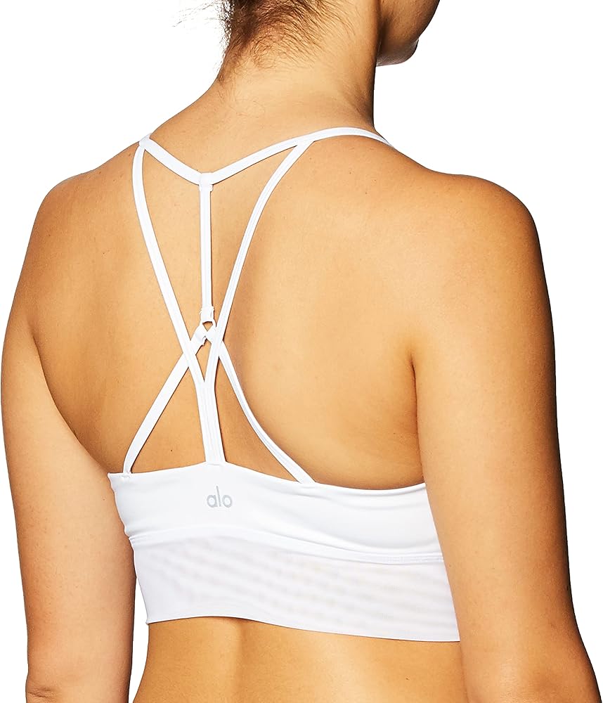 Alo Yoga womens Lavish sports bras, White Glossy/White, X-Small US