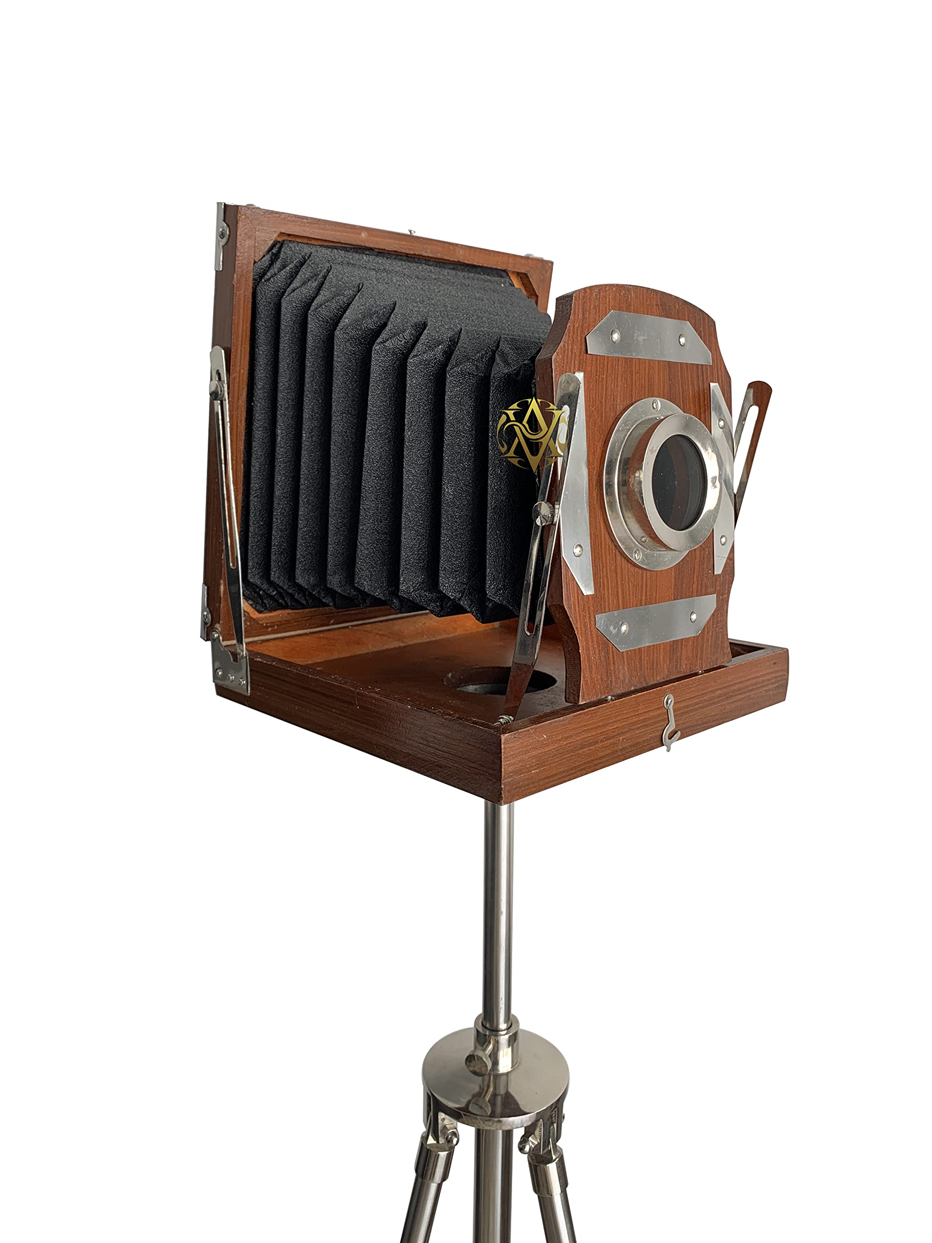 Amazon | アンティーク木製古いカメラ 三脚スタンド付き ホーム