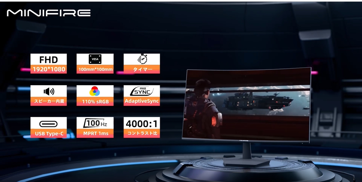 Amazon.co.jp: Minifire モニター27インチ USB-C 120Hz FHD 1920×1080