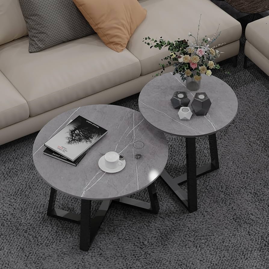 Amazon.co.jp: UNHO ローテーブル おしゃれ 一人暮らし 丸 2個セット