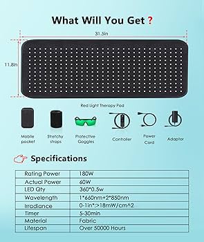 Amazon.com: Red Light Therapy Pad for Body, 60W LED Red & Infrared