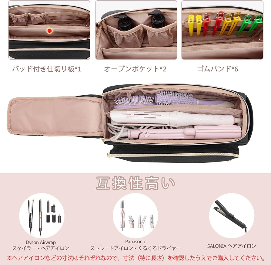 Amazon | Yarwo ヘアアイロン収納ケース 耐熱マット付き ヘアケア用品