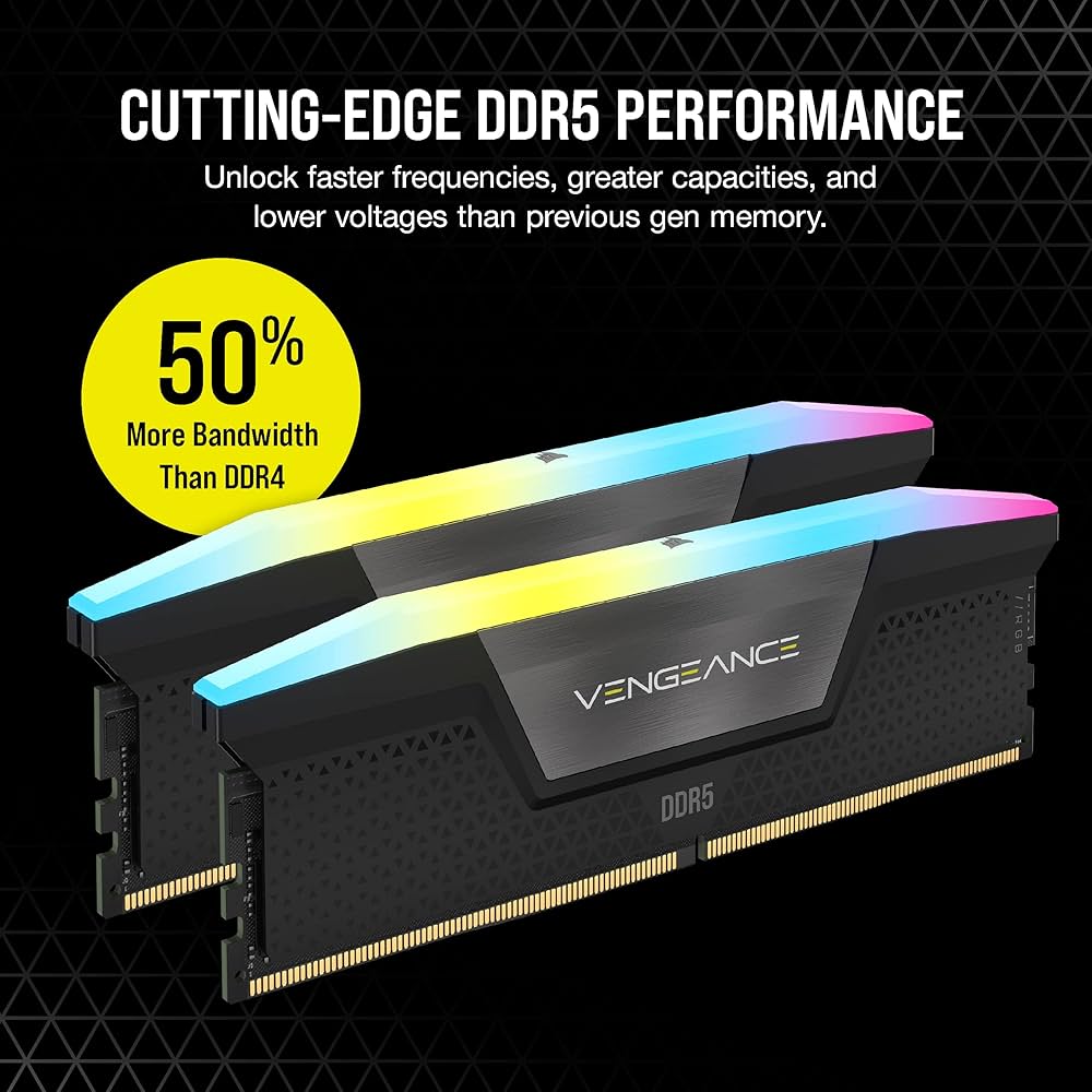 CORSAIR VENGEANCE RGB DDR5 RAM 32GB (2x16GB) 6000MHz CL30-36-36-76