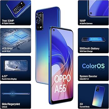 Oppo A55 (Rainbow Blue, 4GB RAM, 64GB Storage) with No Cost EMI