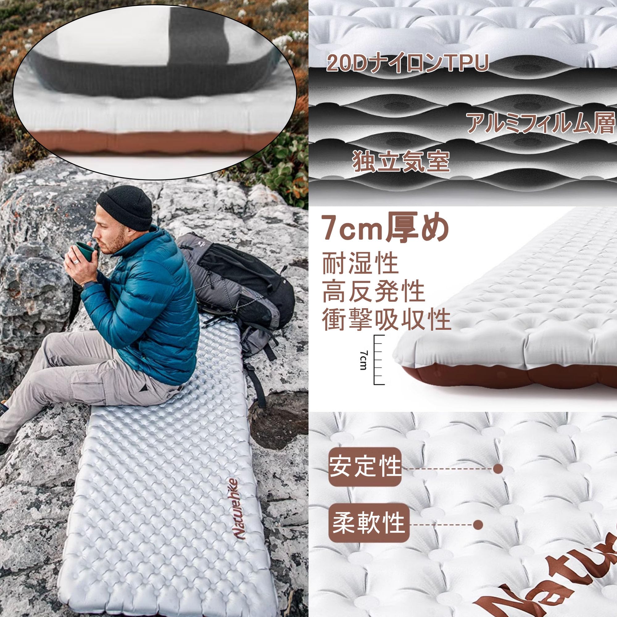 Amazon.co.jp: Naturehike 【高R値5.8】アップグレードした エアー