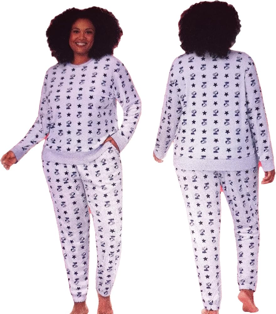 Peanuts Women's Snoopy Silky Stretch Fleece 2 Piece Long Sleeve
