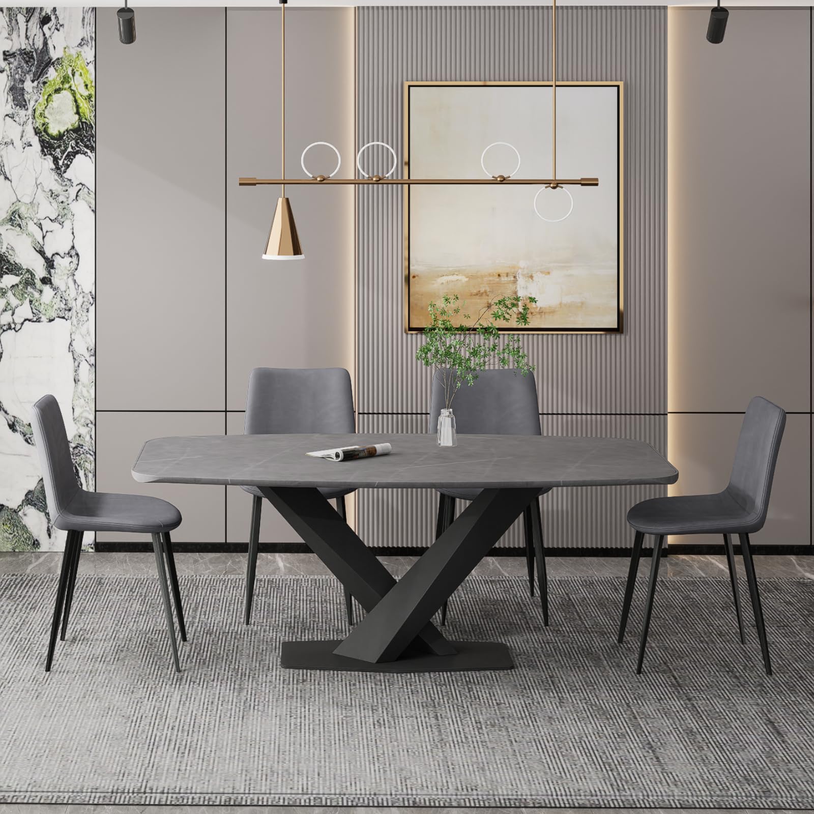 Amazon｜MUTUKI テーブル セラミック天板 ダイニング 大理石柄 北欧