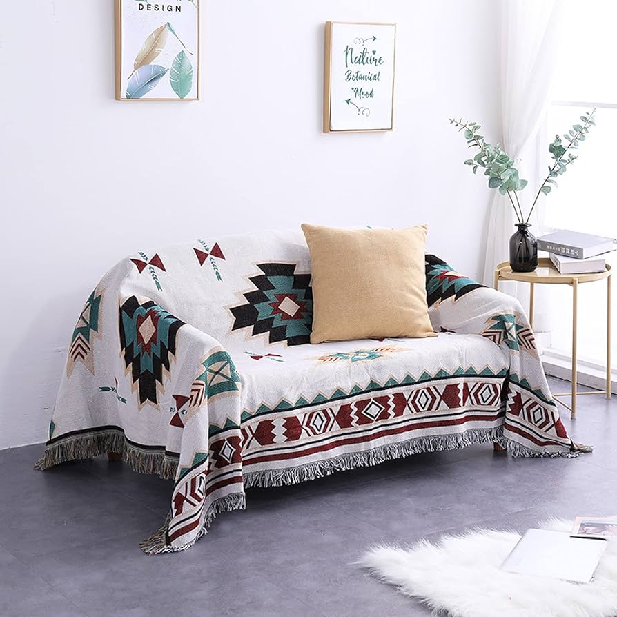 Amazon｜マルチカバー フリンジ ハワイアン キルト 160*300cm 北欧風