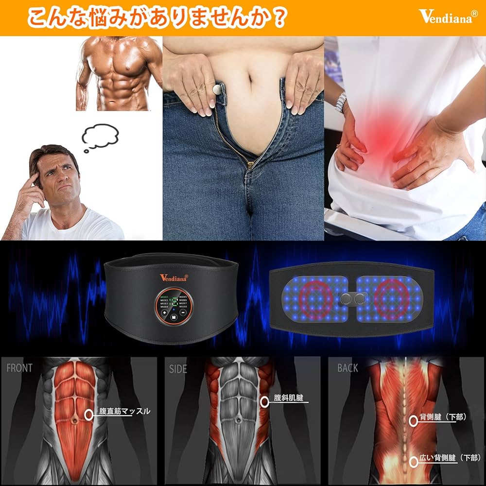 Amazon.co.jp: EMS腹筋ベルト フィットレスベルト 筋トレ器具 ジェル