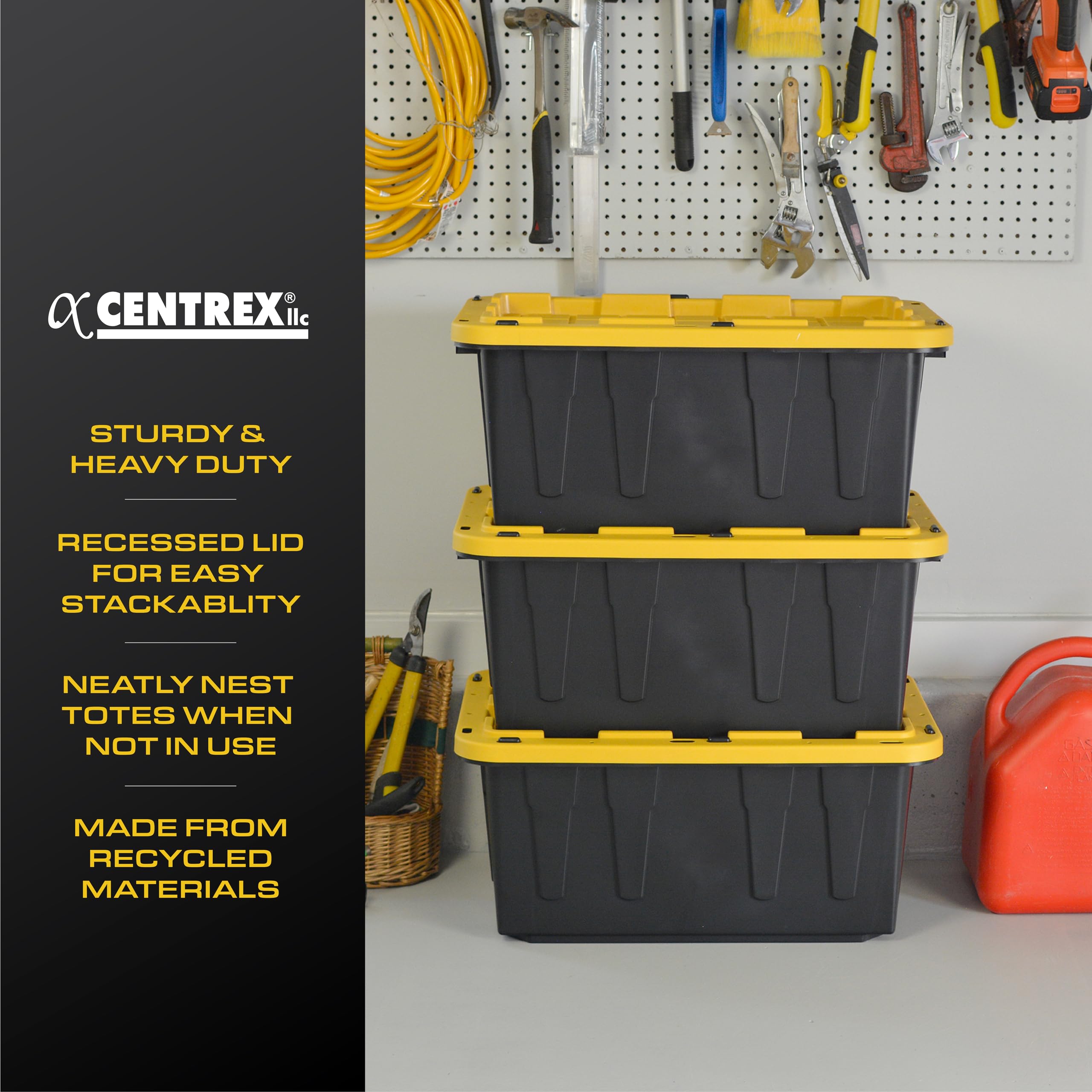 Amazon.com: BLACK & YELLOW 17-Gallon Heavy Duty Storage Bins with