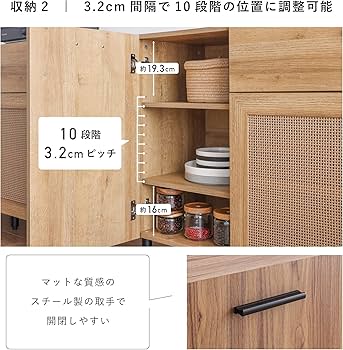 Amazon.co.jp: VENTOTA キャビネット 120cm幅 サイドボード リビング