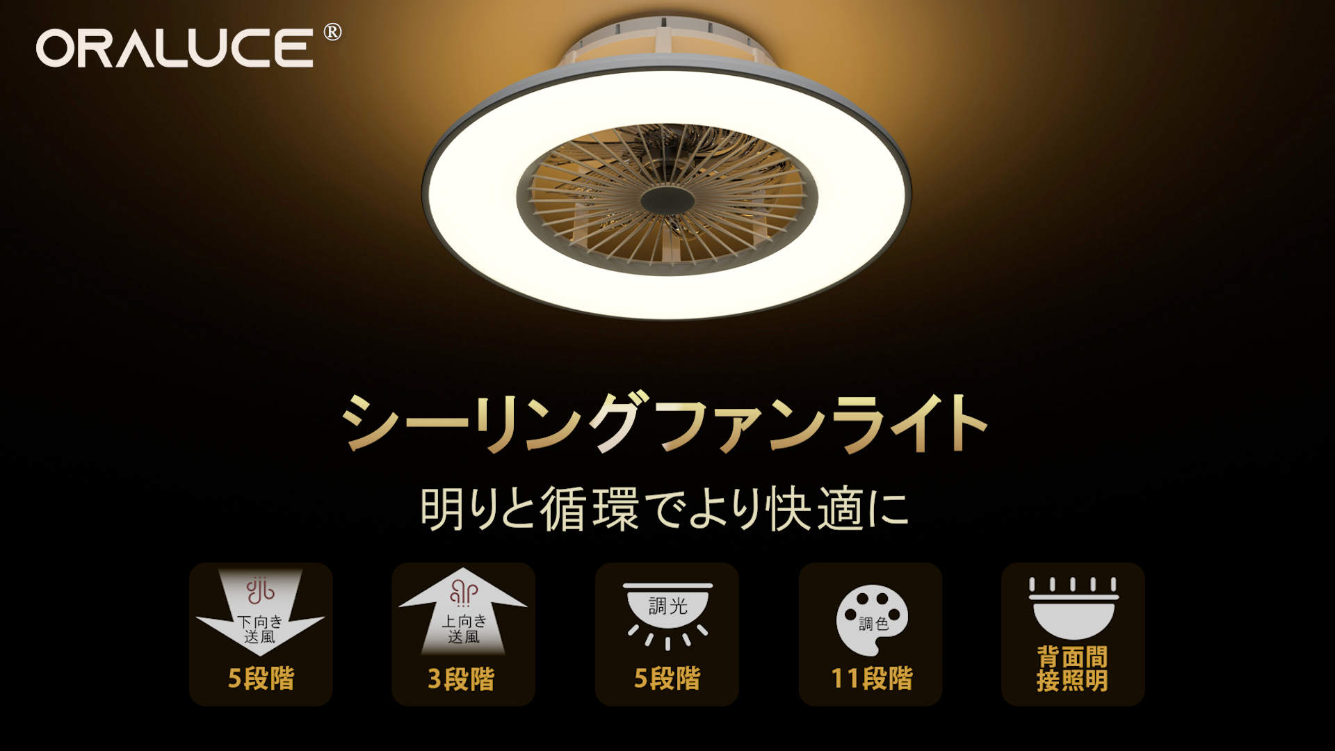 Amazon | ORALUCE シーリングファンライト 10畳 ファン付き LED