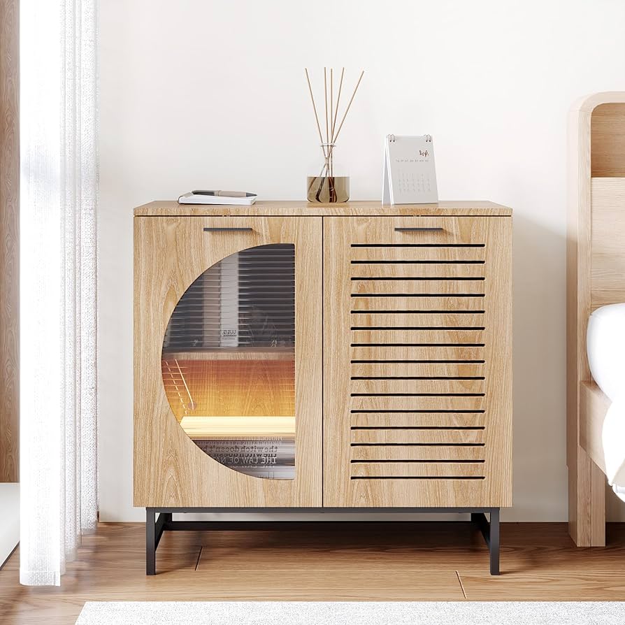 Amazon.co.jp: FUFU&GAGA キャビネット サイドボード LEDライト付き