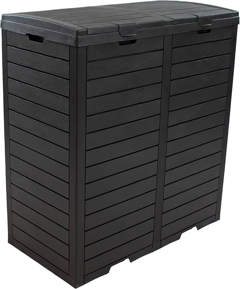 Amazon.com: Sunnydaze 78-Gallon Double Patio Trash Can with Lid