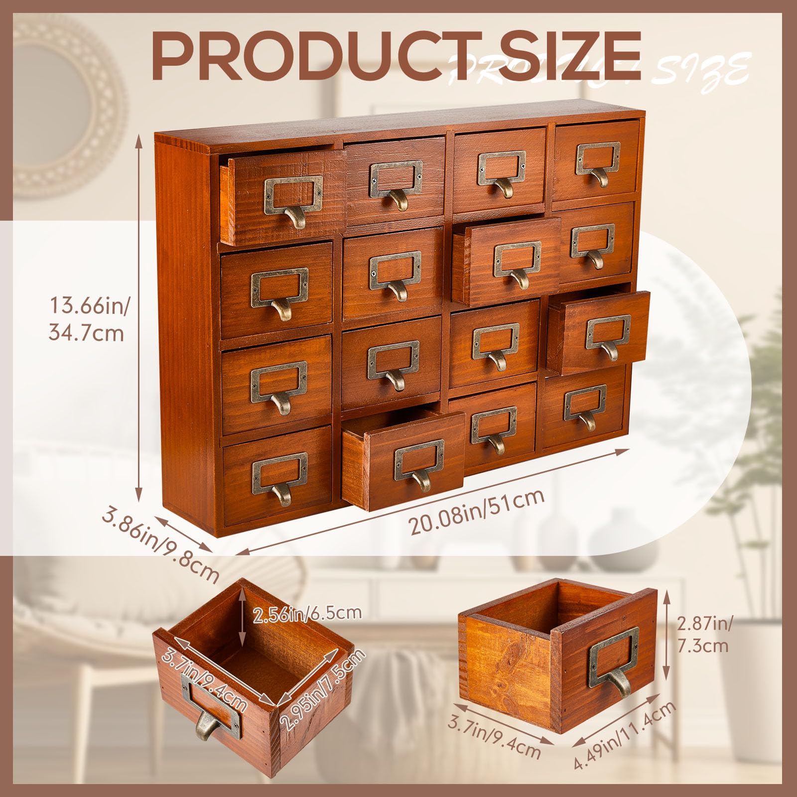 Amazon.co.jp: Qinyoung 引き出し16段 薬屋キャビネット 図書館 カード