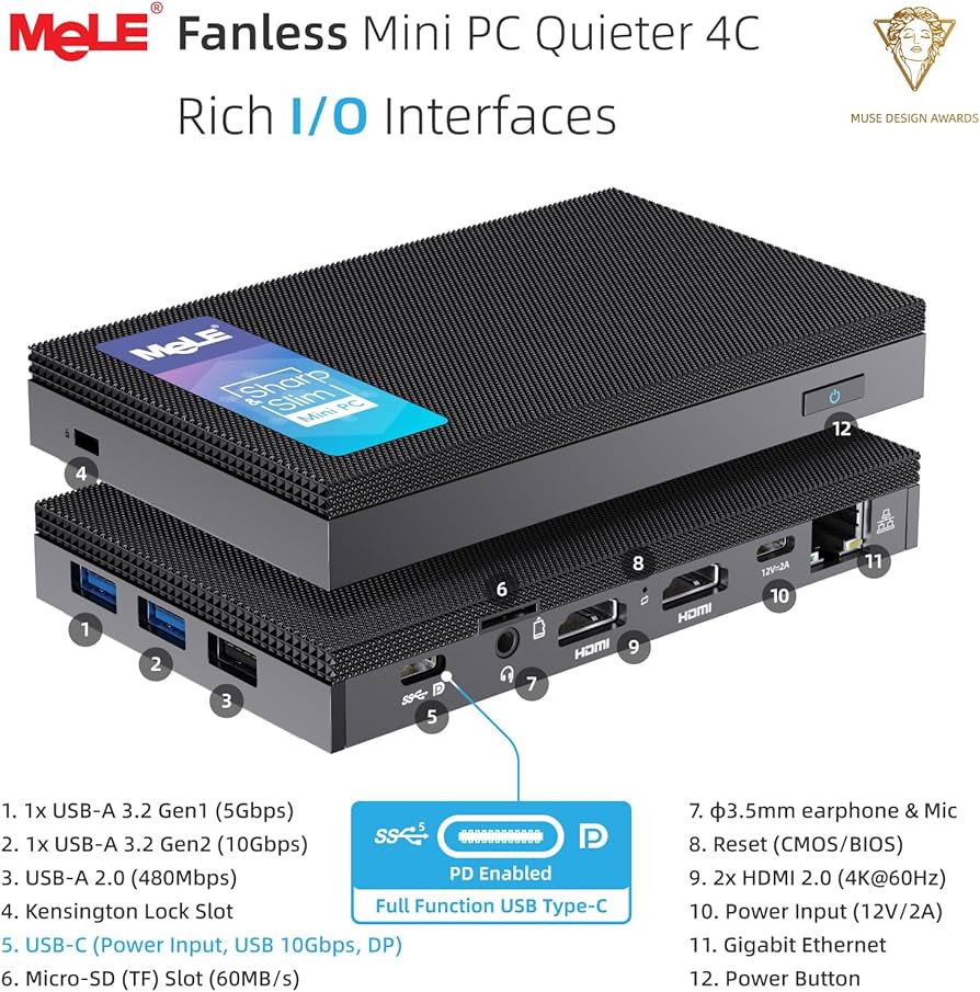 Amazon.com: MeLE Mini PC Quieter 4C - 12th Gen N100, Fanless PC