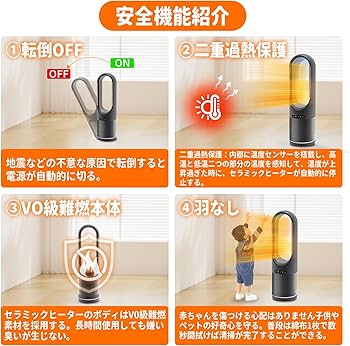 Amazon.co.jp: セラミックヒーター 【 冷暖両用・空気浄化 】タワー