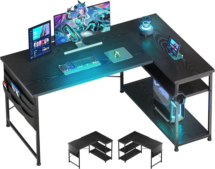 Amazon | YeTom ゲーミングデスク l字デスク pcデスク 右棚左棚 幅