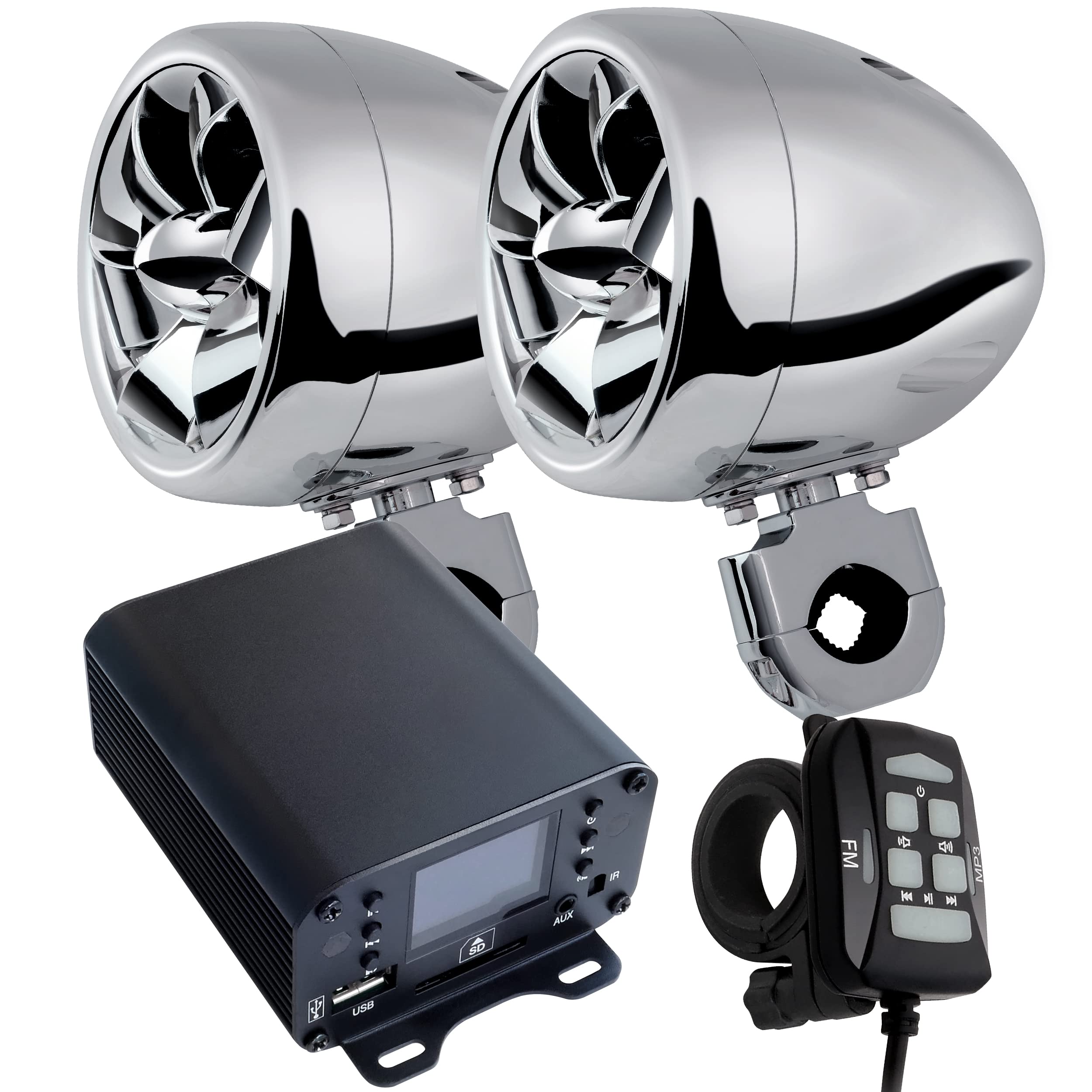 Amazon.co.jp: バイク用 バイク 爆音 オーディオ 4インチ 防水 メッキ