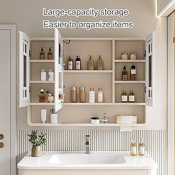 Amazon.co.jp: ミラーキャビネット, LED付きミラー薬キャビネット