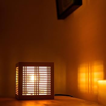 Amazon.co.jp : 木のあかり ひかりの小箱1 小型テーブルランプ 組子