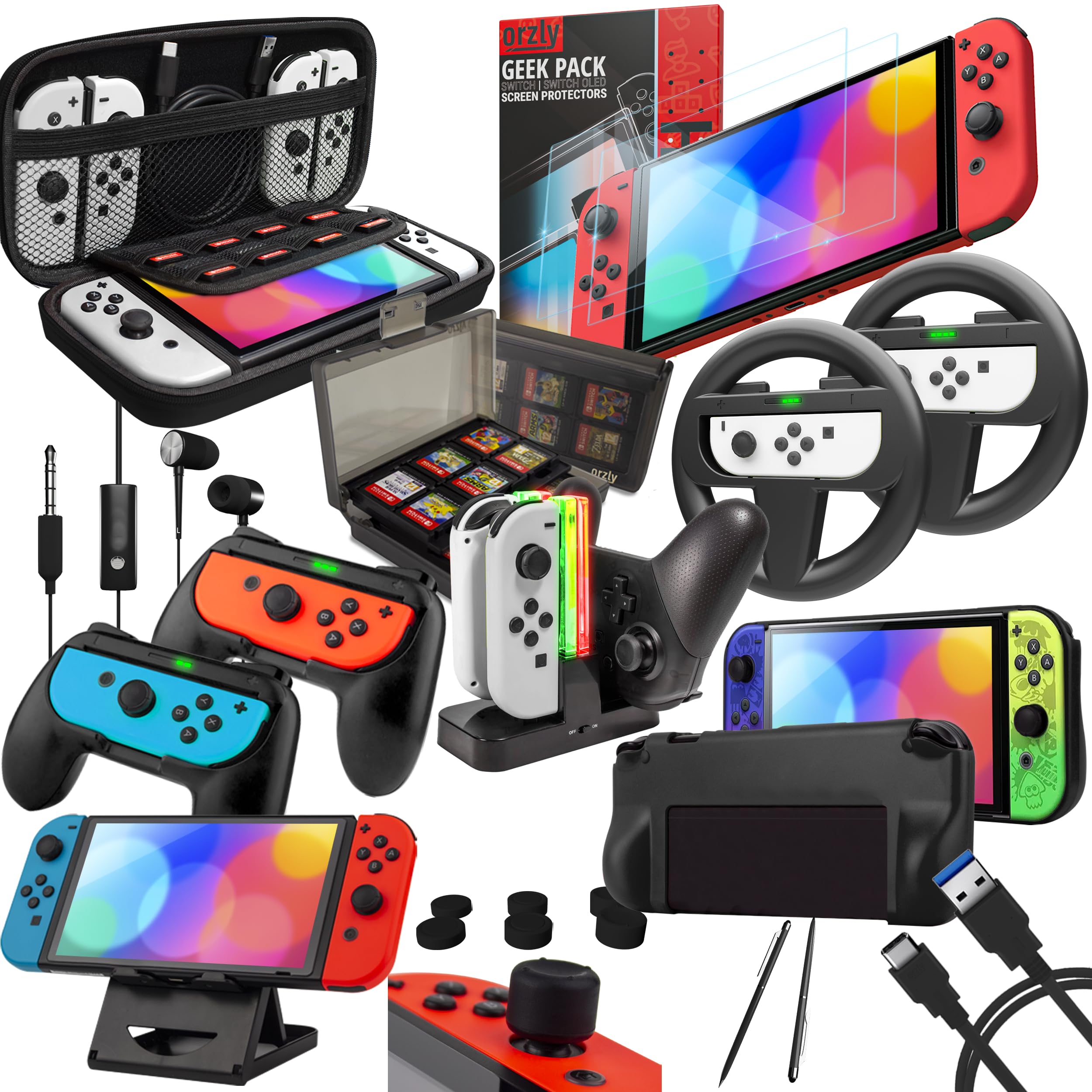 Orzly Accessory Bundle Kit designed for Nintendo Switch