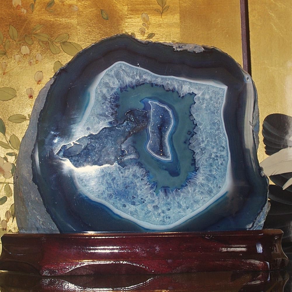 Amazon | theory xyz 瑪瑙 置物 (めのう) 原石 台付き 青瑪瑙(アゲート