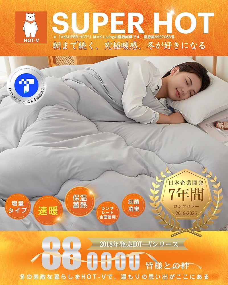 Amazon｜VK Living 掛け布団 シンサレート セミダブル 冬 羽毛より
