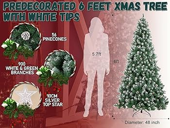 Amazon.co.jp: MsPrLs 6フィート フロック加工クリスマスツリー
