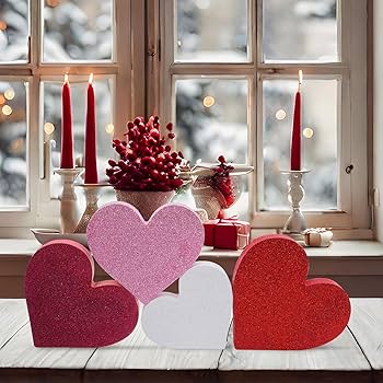 Amazon.com: COCHIE Wooden Hearts Valentines Decorations Indoor
