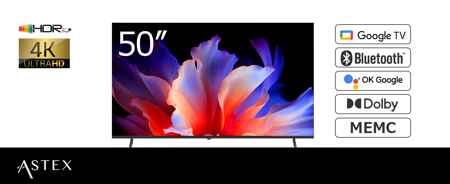 Amazon | ASTEX チューナーレステレビ 4K 50インチ Google TV Wi-Fi