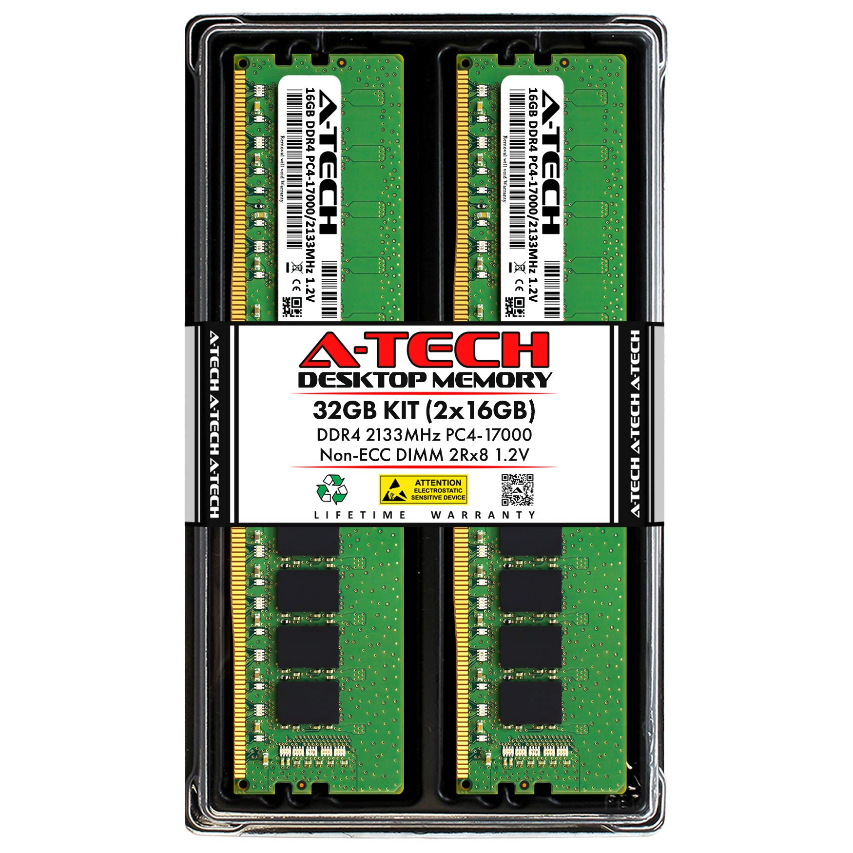 A-Tech 32GB (2x16GB) DDR4 2133 MHz UDIMM PC4-17000 (PC4-2133P