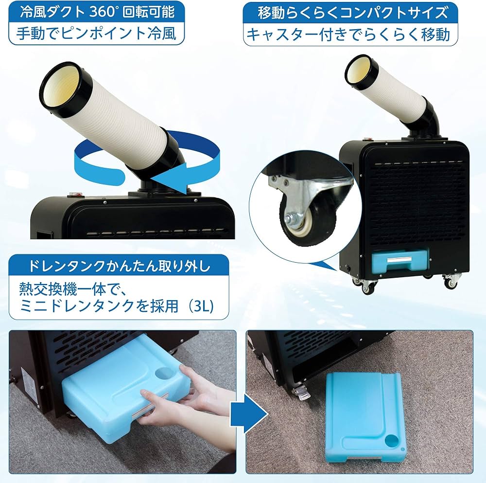 Amazon | 広電 業務用スポットクーラー 小型 ブラック 板金ボディ