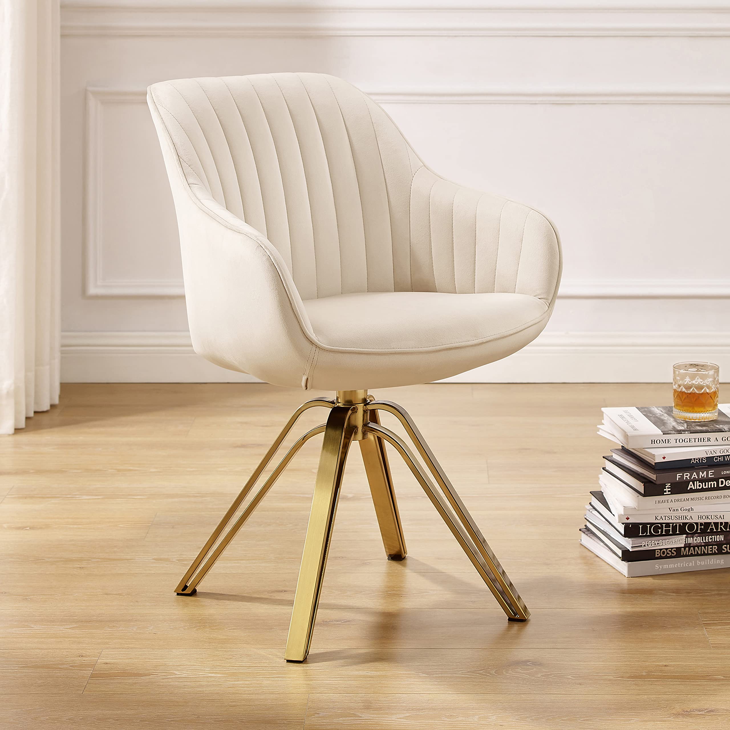 GLI DC PV 6脚 回転式ダイニングチェア 肘付アーム ホワイト キャスタ