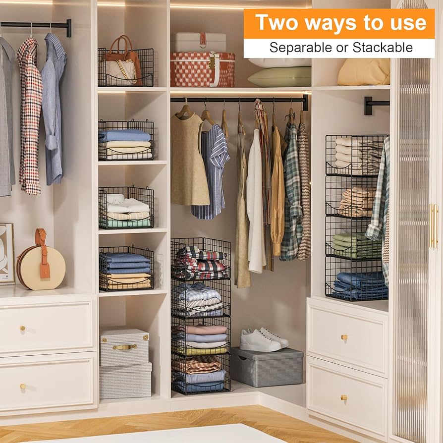 Amazon.com: Hongtamoya 4-Tier Stackable Closet Organizers and