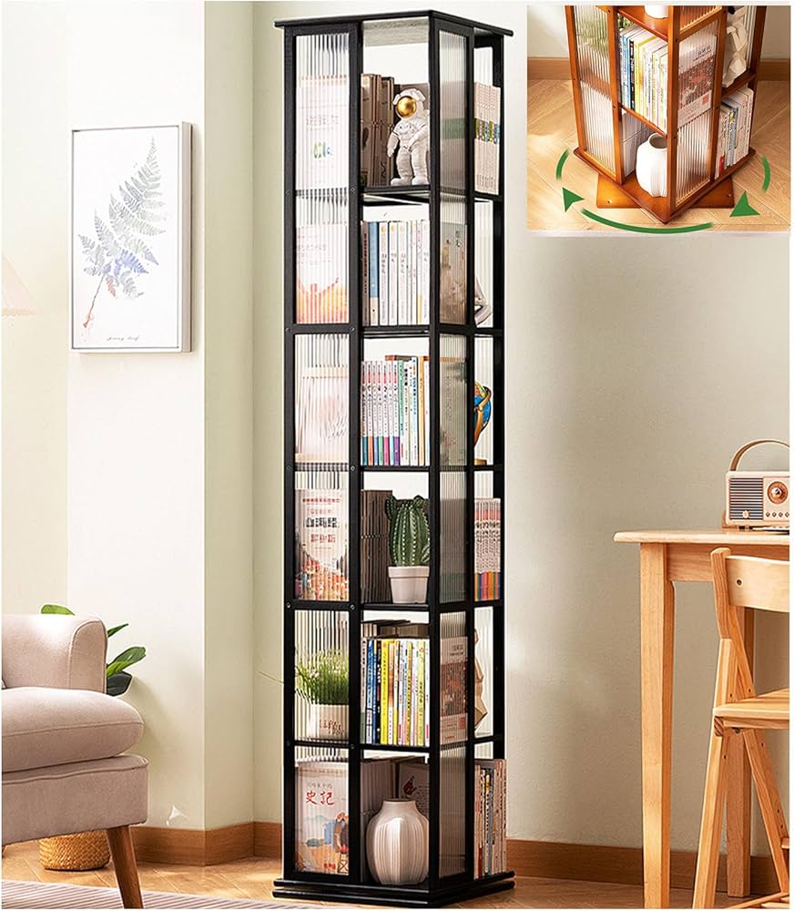 Amazon｜本棚 回転 回転式本棚 360°回転式本棚 5段/ 6段 大容量 スリム