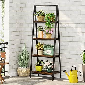 Amazon.com: Homeiju Ladder Shelf, 4-Tier Leaning Ladder Bookshelf