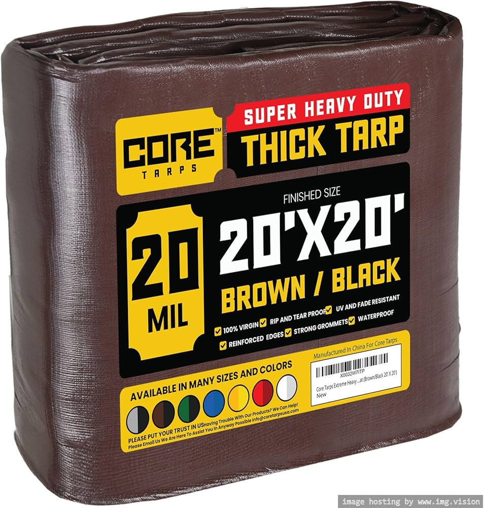 Core Tarps Extreme Heavy Duty 20 Mil Tarp Cover, Waterproof, UV