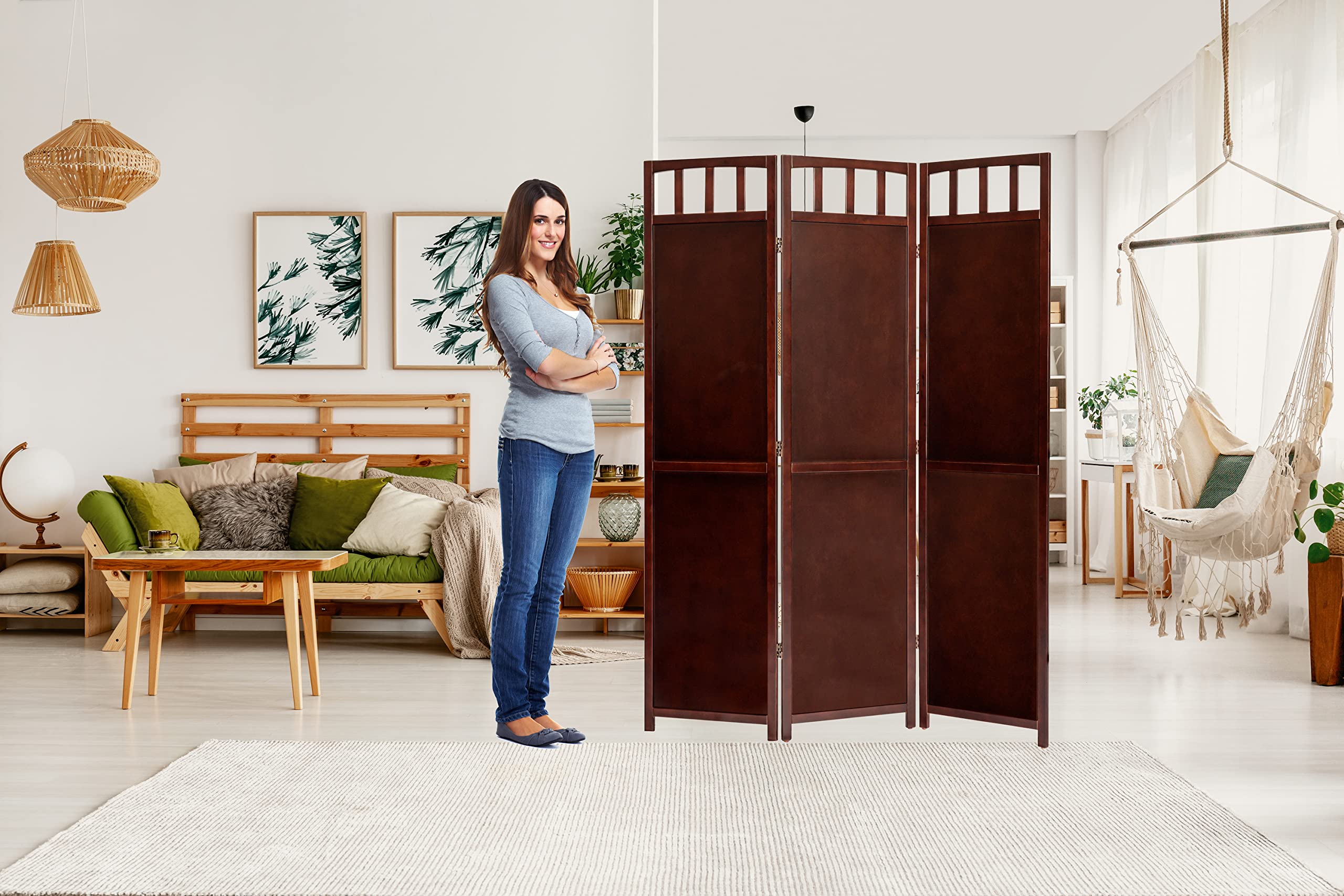 Amazon.com: Legacy Decor 3 Panels Solid Wood Privacy Screen Room
