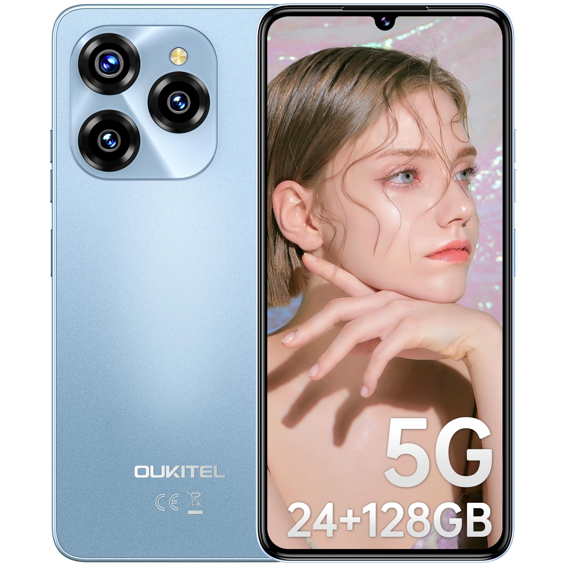 OUKITEL C50 5G Smartphone Android 14 2024, 24GB+128GB/1TB, 6.8