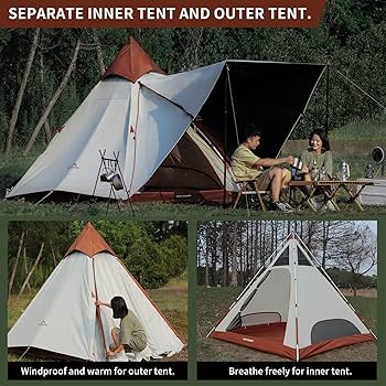 Amazon.co.jp: WOLF WALKER 4-5 人キャンプテントティピーインドの