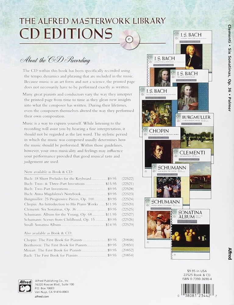 Clementi - Six Sonatinas, Op. 36: Book & CD (Alfred Masterwork CD