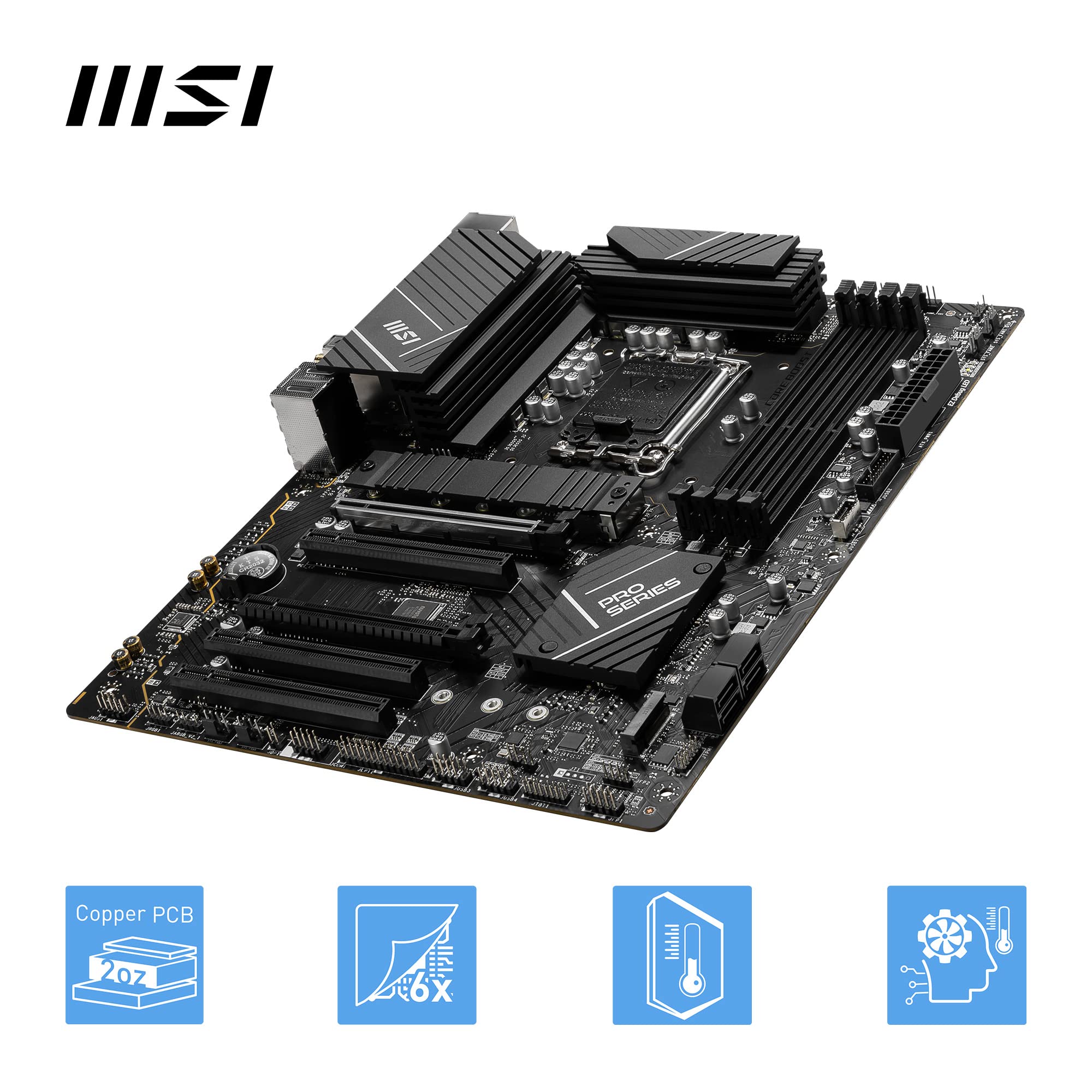 MSI PRO B760-P WIFI DDR4 ATX Motherboard, 4x DDR4~128GB, 5x PCI-E