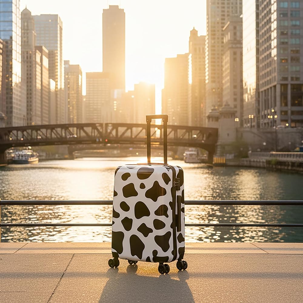Amazon.com | InUSA Cow Print Luggage with Spinner Wheels | Durable