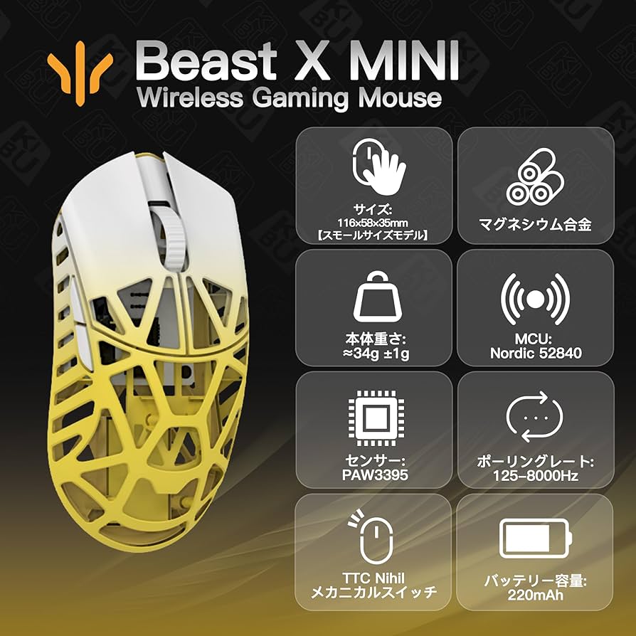 Amazon | WLMOUSE Beast X Mini ワイヤレス ゲーミングマウス 8KHz