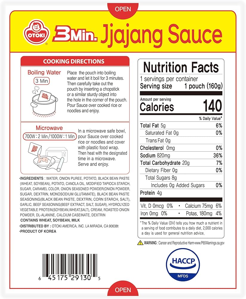 Amazon.com : OTOKI 3Min. Jja-Jang Sauce, Ready in 3 Minutes, Black
