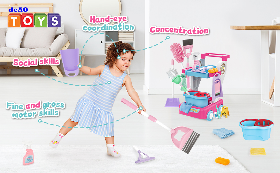 Amazon.com: deAO Kids Cleaning Set for Toddlers, 17 PCS Pretend