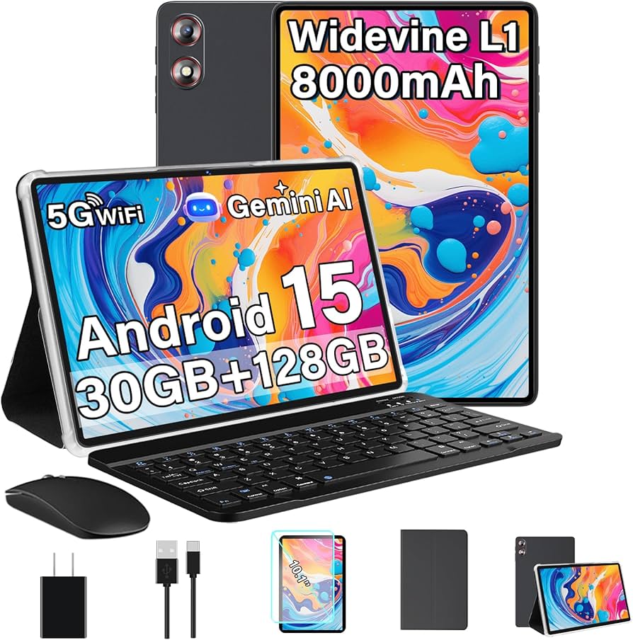 2026 Android 15 Tablet with Gemini AI, 30GB+128GB+1TB Expand, 10.1