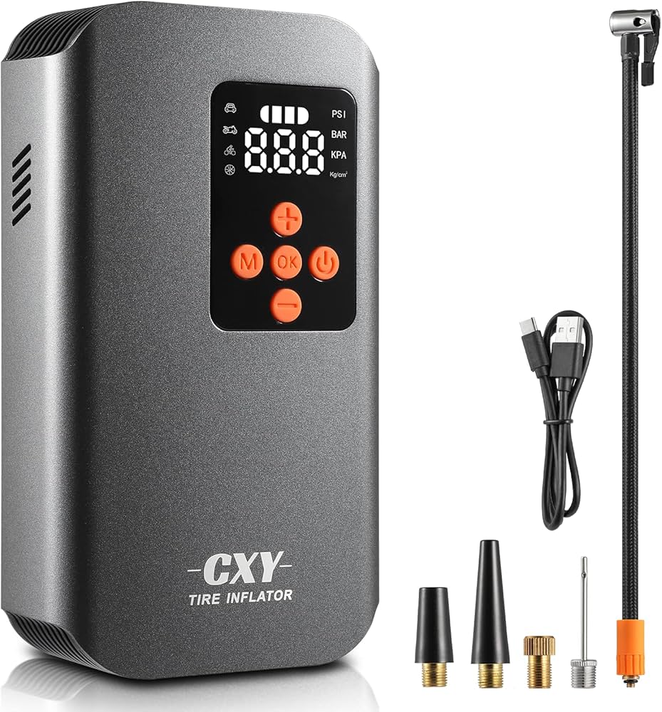 Amazon | Cxy 充電式 コードレス 電動 エアコンプレッサー 車 タイヤ