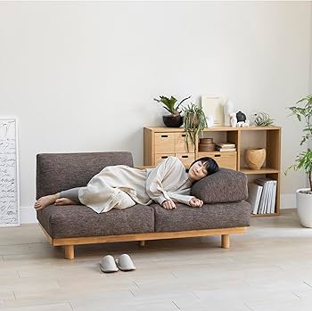 Amazon｜無印良品 ゆったり座れるアームレスソファ ブラウン 幅149